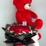 Love Package – 50 Roses with 1m Teddy Bear
