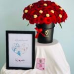 بوكس الورد الجوري والشوكلا مع لوحة تذكارية