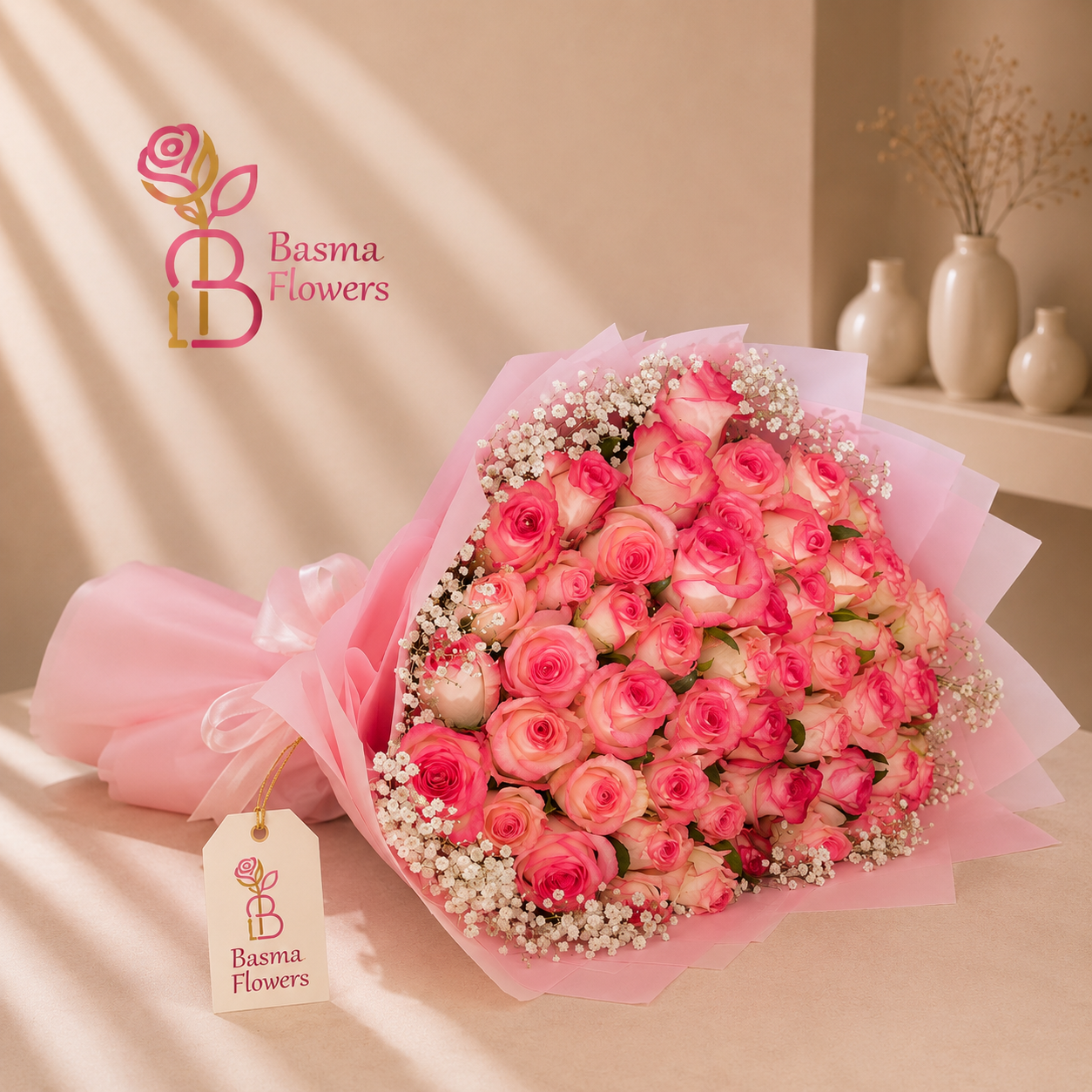 file_000000006e8c8243ad34d85d20d69e97 Pink Rose Bouquet - الصورة 1